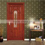 China High Quality Half View Art Glass Solid Wood Door for Bathroom thumbnail-4