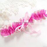 Kawaii Kitsch Garter Set,Ruffles Pink Silk Satin Bow Prom Leg Garter,Sexy Girls Lingerie Garter Belt thumbnail-3