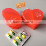 one day 4case heart shape plastic medicine case