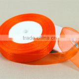 1 inch 2.5cm orange double faced sheer ribbon organza for hair clip bows gift box
