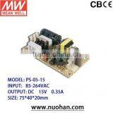 Meanwell 5W 15V Single Output Switching Power Supply/15v Switching Power Supply Design