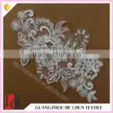 HC-2062-1 Hechun Factory White Sew Clear Sequins Beaded Lace Applique