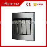 Durable in Use BIHU Brown or Silver Color 4 Gang 2 Way Modern Light Switch thumbnail-1