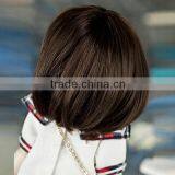 New Arrival Short Silky Straight Dark Brown Doll Wig With Bangs/fringe thumbnail-3