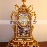 Gothic Architectual Style Ceramic Table Clock, Antique Hand Painted European Table Clock, Brass Mounted Table Clock thumbnail-1