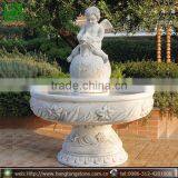 White Marble Stone Garden Fountain With Cherub thumbnail-1