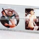 New Design Sublimation Glass Wedding Photo Frame With Clock