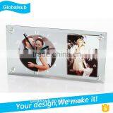 Sublimation Printing Glass Photo Frame With Clock