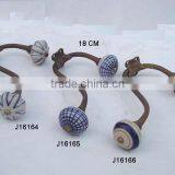 Brass Hook With Ceramic Knob Hand Painted thumbnail-1