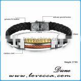 Jewelry Handmade PU Braided Leather Handcuff Charm Bracelet For Men thumbnail-4