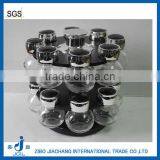 16pcs Double-decker Rotate Glass Salt and Pepper Shaker Set With Plastic Stand thumbnail-1