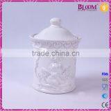 Ceramic White Glazed Tea Coffee Sugar Canister Set thumbnail-2