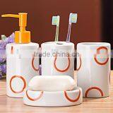 Ceramic Bathroom Set White With Round Circle Pattern thumbnail-5