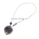 Winter Mink Fur Ball Pendant Necklace Geometric Bead Suede Leather Necklace Velvet Leather Necklace thumbnail-4
