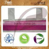 Hot Pink Stripe Print Canvas Tote Bag With Canvas Handle , Brand on Bag With PU Embossed Label thumbnail-2