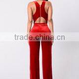 Women Sleeveless Jumpsuit Deep V Neckline Open Lower Back Cutout Wide Leg One Piece Sexy Adult Ladies Jumpsuit thumbnail-4