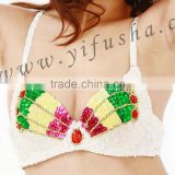 Wholesale low price women sexy belly dance butterfly pattern sequin bra top