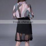 Newest Preppy Style Women Formal Office Dress Reglan Sleeve Color Combination Office Dress thumbnail-2