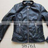 Women Fashion Coat pu Leather Quilted Short Style Jacket thumbnail-3