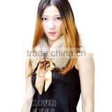 Collar-R6 Winter Morden Ladies Satin Lace Genuine Raccoon Banded Fur Collar thumbnail-4