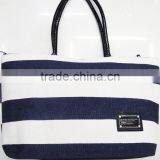 Fashion Lady Stylish Canvas Cotton Stripe Bag thumbnail-1