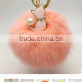2017 Imitation Rabbit Fox Fur Ball Bag Charms Accessories Heart Fur Ball Pom Pom Keychain Faux Fur Ball Keychain Gifts thumbnail-3