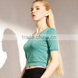 New Fashion Short Sleeve Slim Women T-shirt Customized thumbnail-2