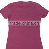 Ladies Claret-red T-shirt With Short Sleeve V-neck 100 % Cotton thumbnail-2