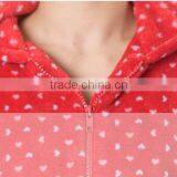 Heart Printing Hooded Zipper Unlined Upper Garment thumbnail-4