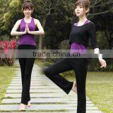 Customize Factorty Price Chantilly 3 Pieces Black and Purple Fashion Design Yoga Clothes for Women thumbnail-3