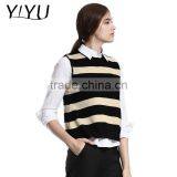Latest Designs Winter Fall Women Stripe Color Block Cashmere Vest Sweater thumbnail-1