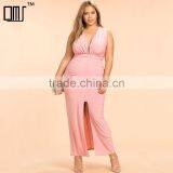 Plunge Neck Sleeveless Plus Size Maxi Evening Dresses for Fat Ladies thumbnail-1