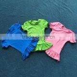 2016 Girls Blank Ruffle Sleeve T Shirt Kids T-shirt Ruffle Sleeve Plain Cotton T-shirt YW-0018 thumbnail-1