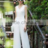 Fashion White Chiffon One Piece Jumpsuit Dress Pants thumbnail-1