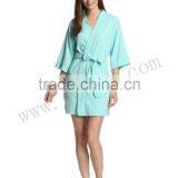 Вафельный пикетный женский халат с воротником в стиле кимоно thumbnail-2