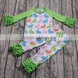 Discount New Style Baby Girls Long Sleeve Ruffle Cothing Set 2pcs Flower Print Cute Boutique Outfits Wholesale Clothes Set Store