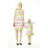 Mother and Daughter Matching Dresses Strip Adult Girls Frock thumbnail-2