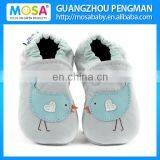 Soft Sole Cow Leather Kid Pre-Wlaker Shoes Blue Bird Pattern Size 0-4 Years thumbnail-1