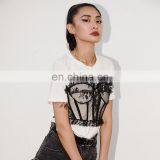 TWOTWINSTYLE Shirt Female o Neck Large Size Loose Casual Tank Patchwork Lace Fashion New thumbnail-2