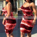 LAITE D2077 Plus Size Women Fashion Tie Dye Dresses Ladies O-neck Tie Dye Dresses Women Summer Casual Dresses thumbnail-1