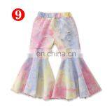 Tie-dye Girl Bell Bottom Pants Kids Children Ripped Hole Denim Pant Baby Girl Fashion Trousers Long Pant Double Single Decker thumbnail-6