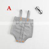 2019 Spring Autumn Knitted Cotton Baby Bodysuits Rompers Knit Gray Pink Newborn Baby Clothes thumbnail-4