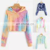 Hoodies Multicolor Casual Women Drawstring Hooded Sweatshirt 2020 Autumn Tie Dye Long Sleeve Hoodies thumbnail-2
