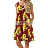 Modest Plus Size Women Clothing Casual Sleeveless Floral Maxi Dress thumbnail-4