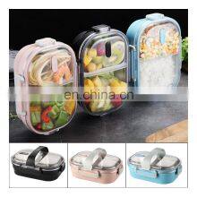 Japanese Portable Lunch Box Stainless Steel Bento Insulated Bento Box Stainless Steel Picnic Meal For Kids School Kitchen Food thumbnail-3