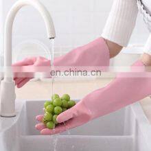 Wholesale High Quality Woman Pink Long Cuff PVC Kitchen Dishwashing Household Gloves thumbnail-3