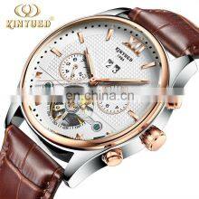 KINYUED J010 High End Mechanical Watches Leather Band Pendulum Automatic Movement Men Watch thumbnail-2
