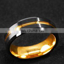 Men's Fashion 8MM Black Brushed Ladder Edge Stainless Steel Ring Blue Groove Men Wedding Ring Gifts For Men thumbnail-4