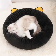 Meow Love Cat Ears Fall and Winter Thickened Plush Pet Litter Warm Deep Sleep Removable Kitten Bed Cute thumbnail-5