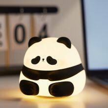 Customization Cute Panda USB Children Animal Silicone Soft Night Light Cartoon Baby Nursery Lamp Breathing Touch Night Light thumbnail-2